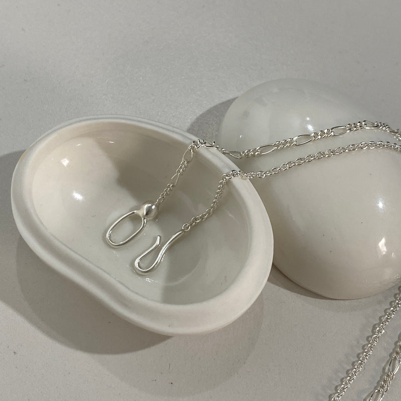 Collar Minimalista de Plata de Ley 925 con Estrellas Geométricas y Cuentas para Mujer
