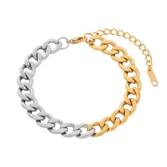 Fashionable Minimalist Geometric Stainless Steel Bracelet with Plated Finish for Women