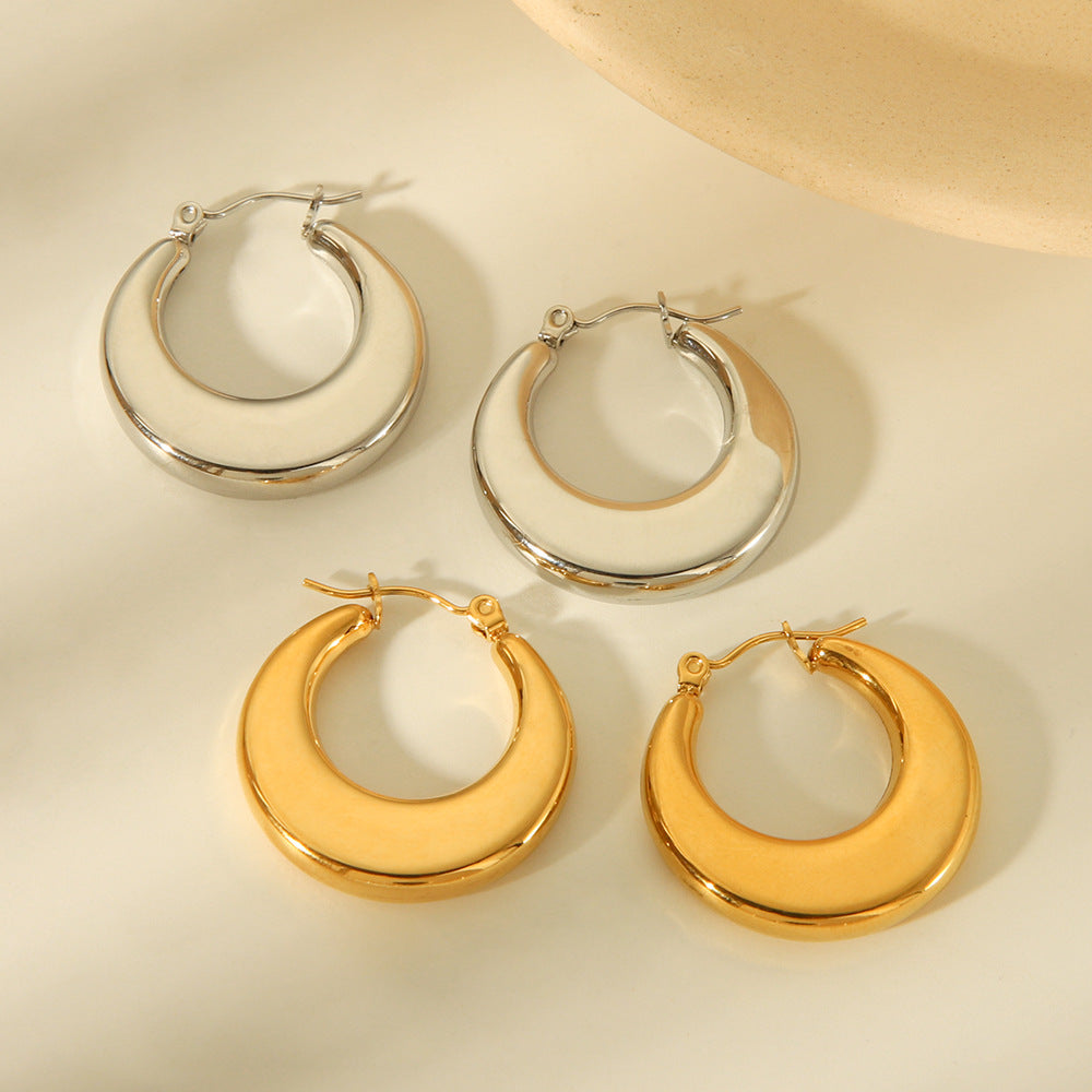 Minimalist Geometric Hollow Titanium Steel Ear Cuffs for Women with Plated Finish and Modern Instagram-Inspired Design