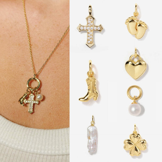 Minimalist 18K Gold Plated Stainless Steel Heart Cross Charm Bar PVD Cable Chain Necklace
