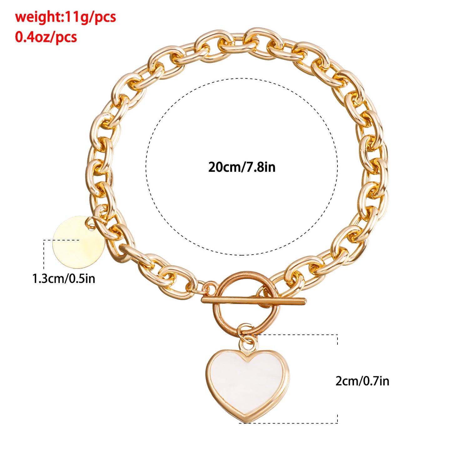 Pulsera geométrica minimalista de aleación para mujer con imitación de nácar blanco y acabado chapado