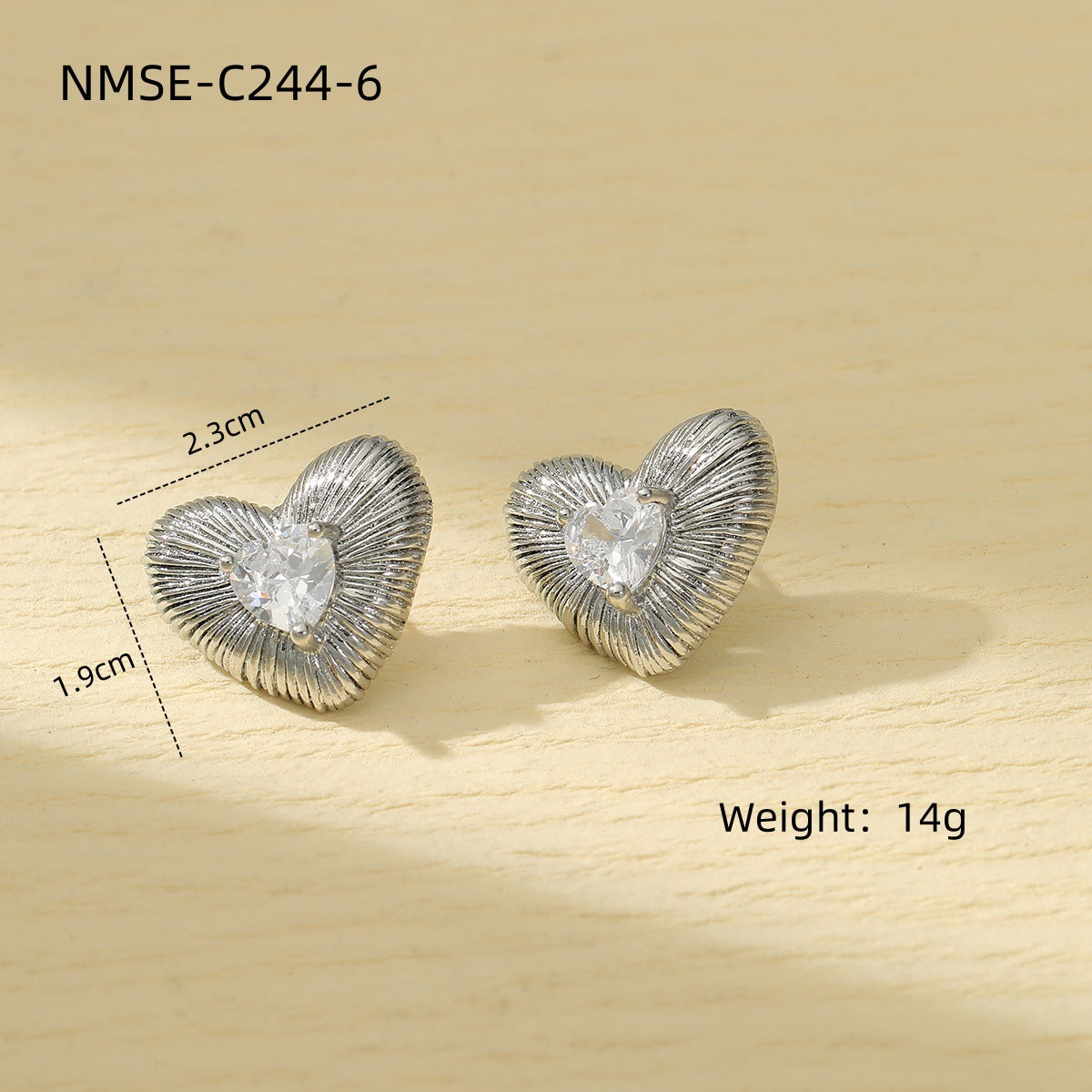 Pendientes de Acero de Titanio con Forma de Corazón Estilo Corte Francés Elegante con Incrustaciones de Zirconia Chapados para Mujer