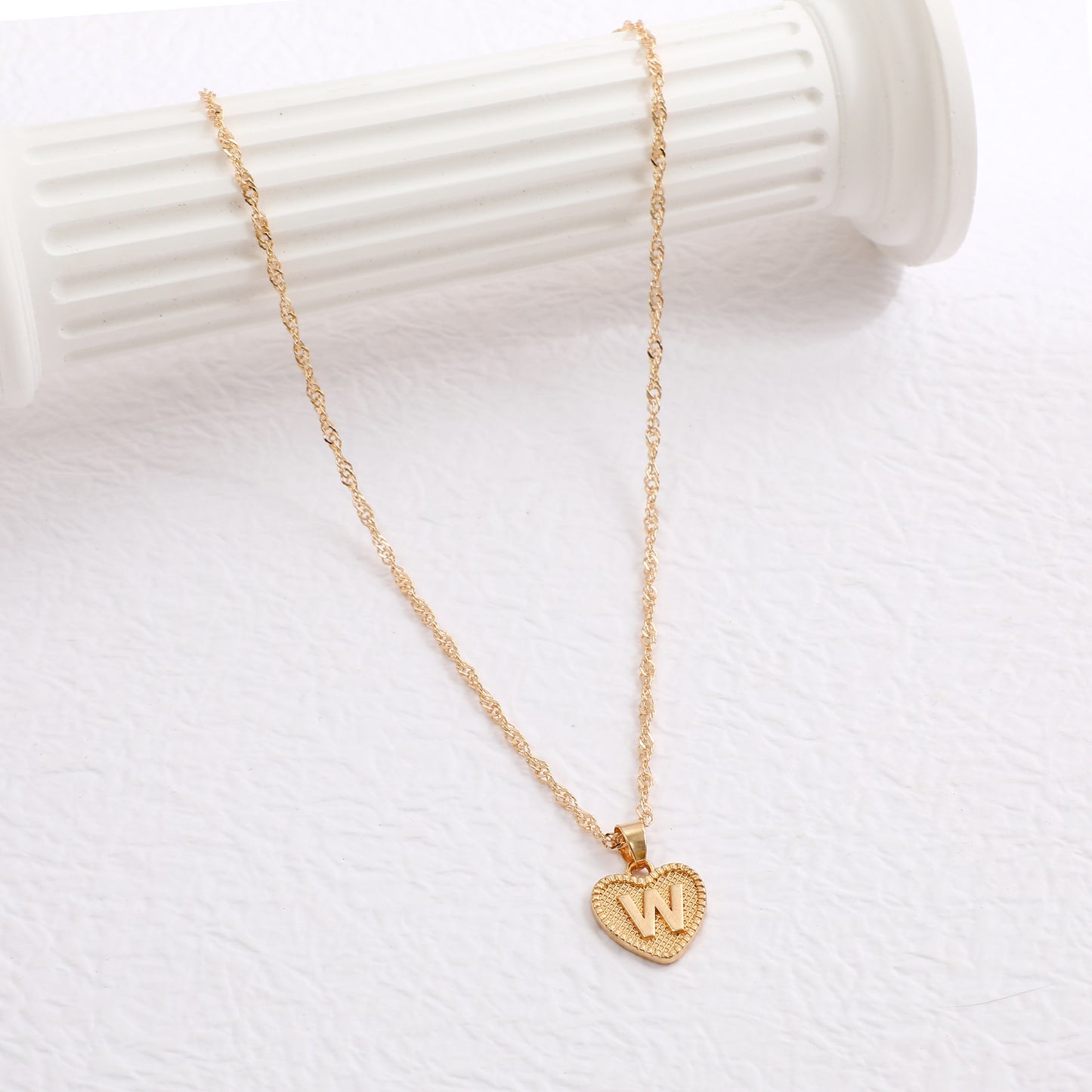 Minimalist Heart Letter Zinc Alloy Plated Necklace Singapore Chain Women