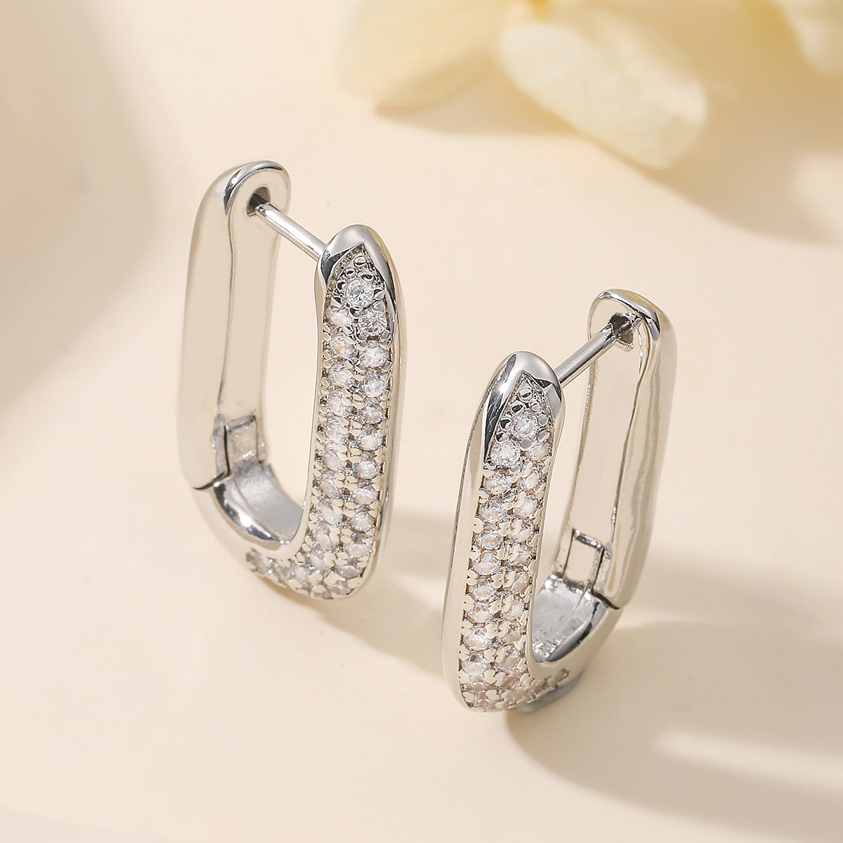 Elegant Geometric Gold Plated Brass Cubic Zirconia Earrings for Women