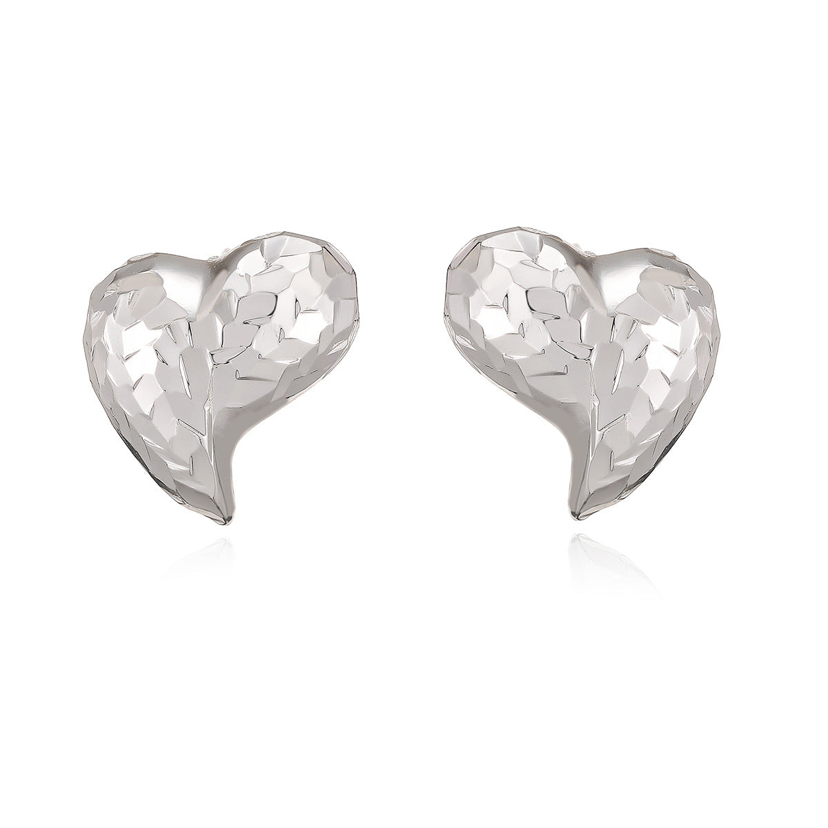 Elegant 18K Gold Plated Brass Heart Stud Earrings for Women
