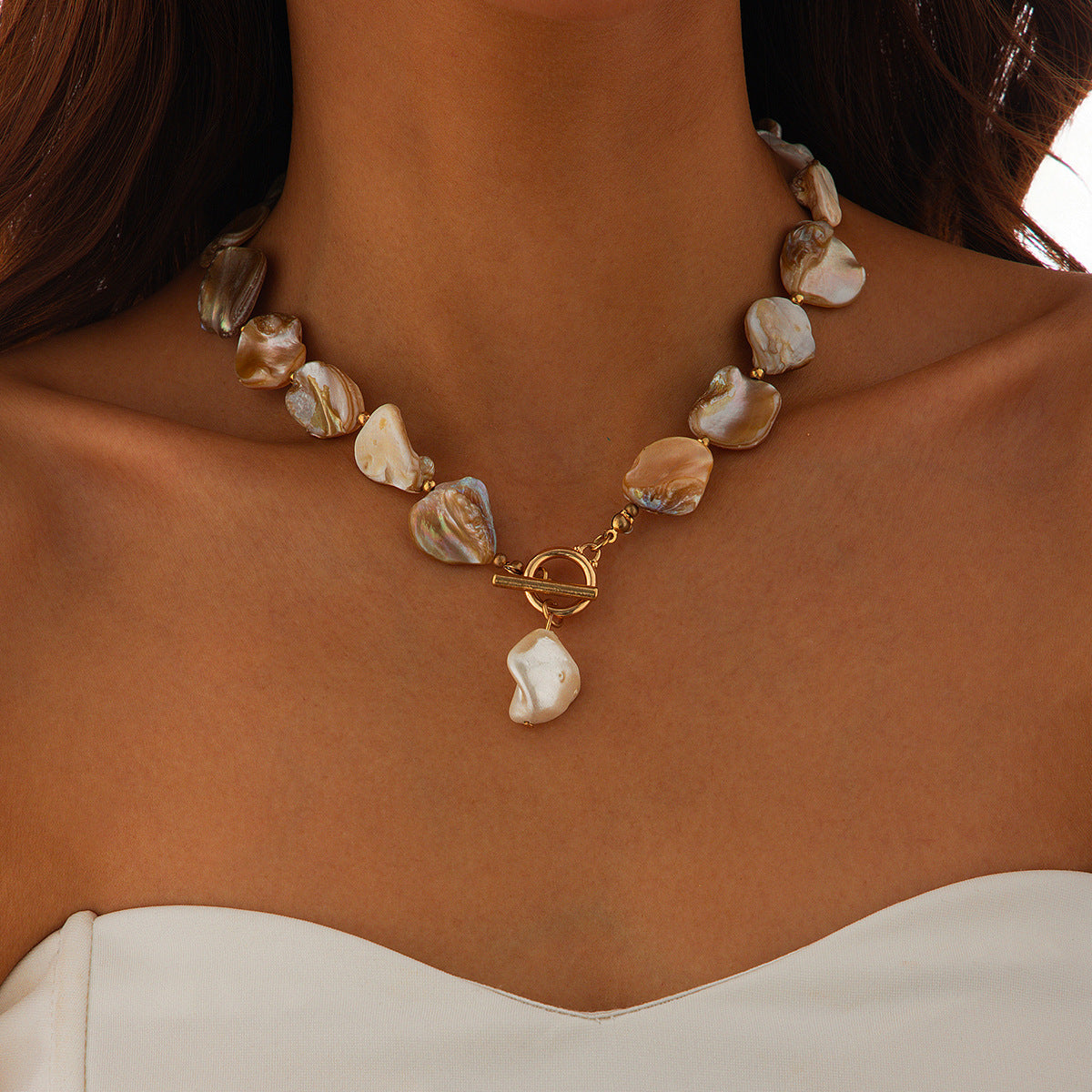 Collana pendente a stella con conchiglia minimalista in lega di zinco con finitura placcata da donna
