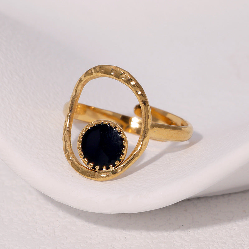 Minimalist Geometric Open Ring for Women in Stainless Steel with 18K Gold Plating
