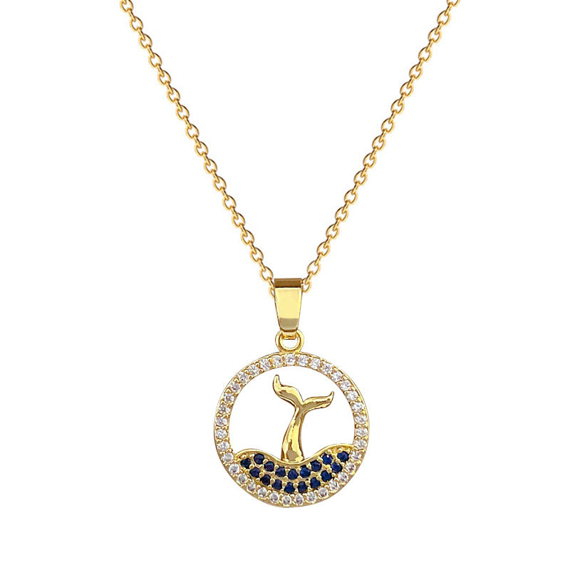 Minimalist Geometric Moon Pendant Necklace for Women and Men in Titanium Steel with Full Rhinestone Accents on Titanium Steel Chain