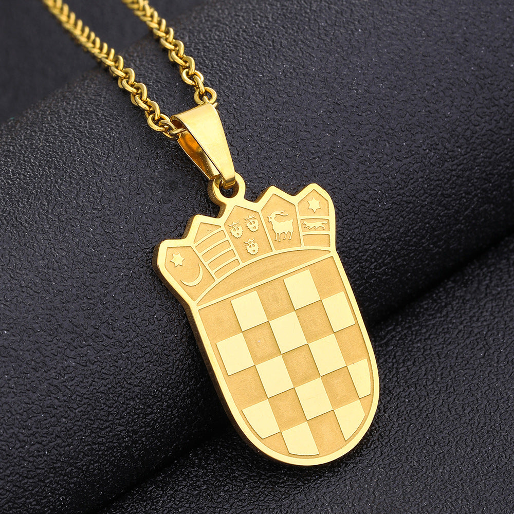 Collana con ciondolo geometrico in acciaio inossidabile con charm in acciaio al titanio e finitura placcata per moda casual unisex