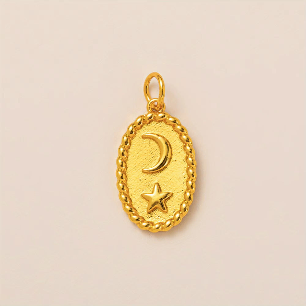 Luxury Casual Heart Shaped Floral Pattern 18K Gold Plated Brass Pendant Charm Bar for Unisex