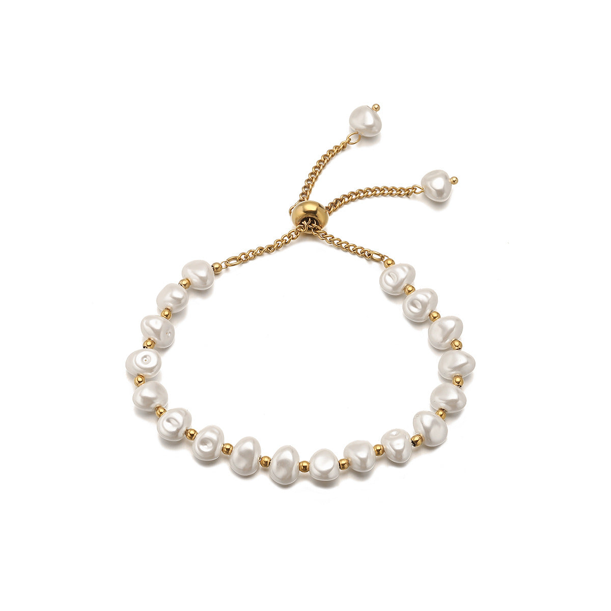 Elegant Baroque Irregular Pearl Geometric Stainless Steel Bracelet for Women