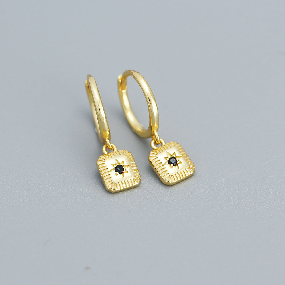 Luxury Minimalist Eight-Pointed Star Ear Cuffs for Women in 925 Sterling Silver Short Style Double Piercing Earrings