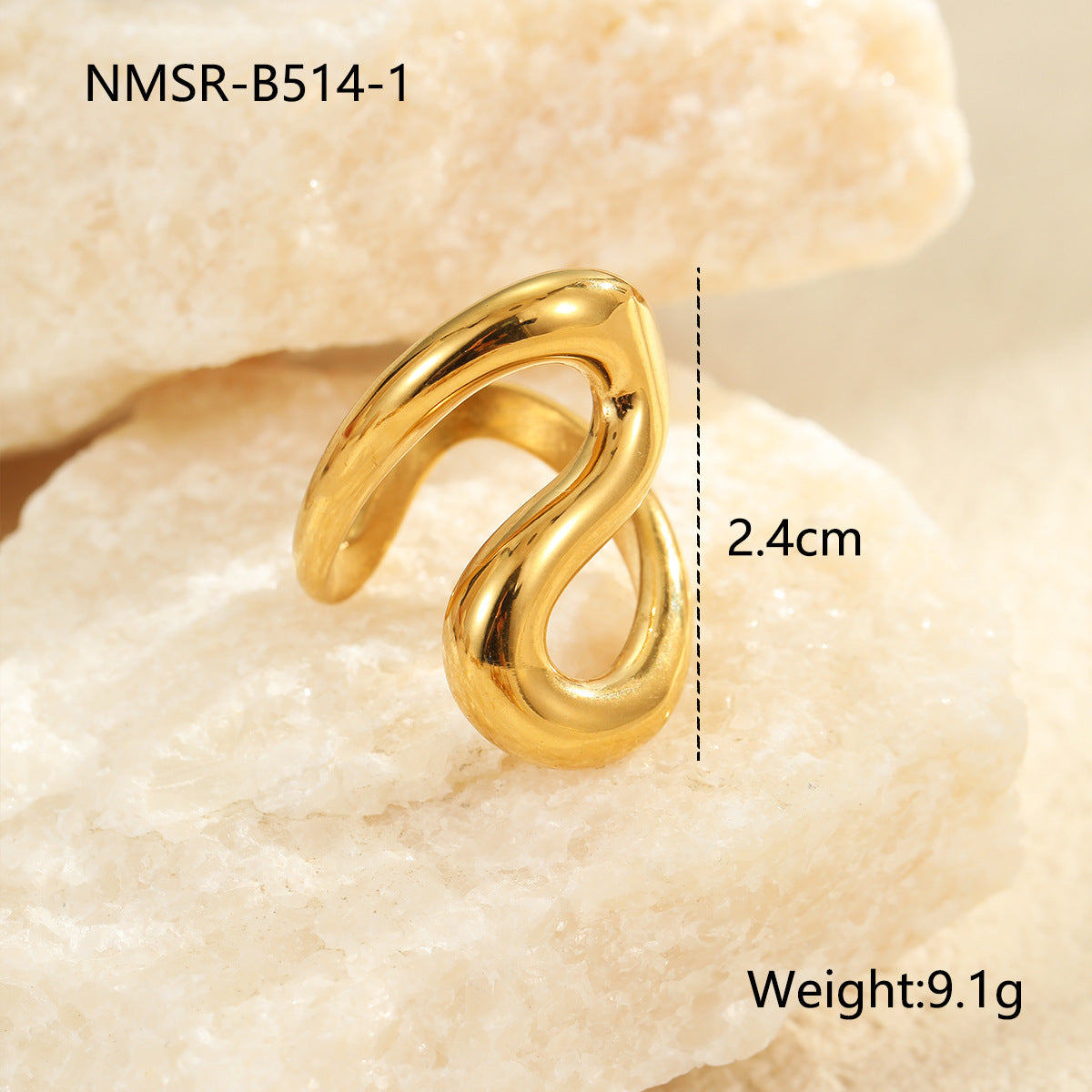 Anillo minimalista geométrico de acero de titanio para mujer con acabado chapado, banda personalizada de acero inoxidable de alta gama