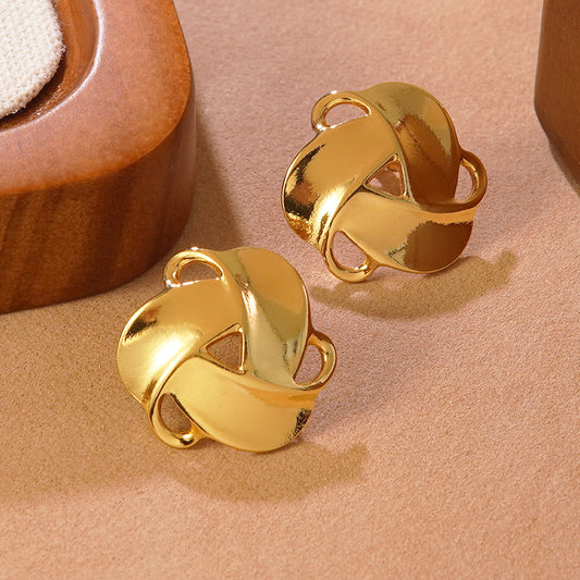 Luxury Elegant Geometric Triangle Stainless Steel Stud Earrings for Women
