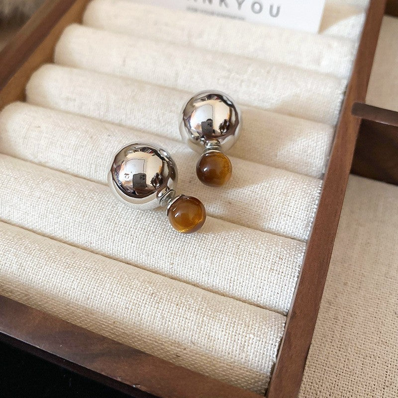 Orecchini a perno geometrici minimalisti in lega con placcatura in rodio da donna, gioielli per orecchie artistici di ispirazione vintage con perni in argento sterling 925