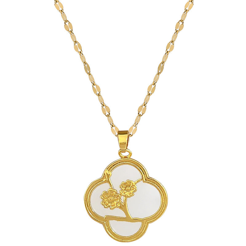 Collana Unisex in Acciaio al Titanio Geometrico a Farfalla con Ciondolo Placcato in Rame