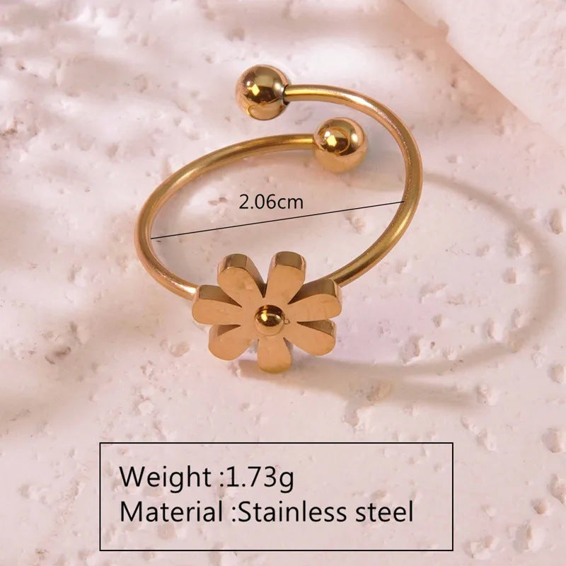 Elegant Stainless Steel Daisy Flower Jewelry Set Plated Necklace Earrings Bracelet for Women