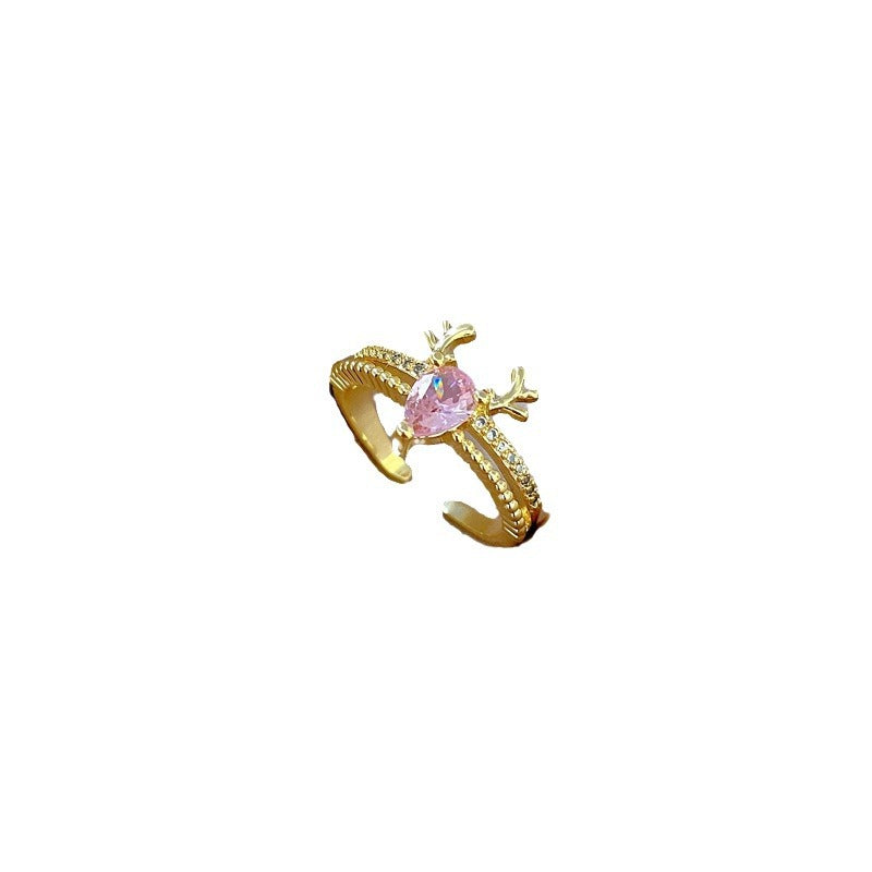 Anello regolabile da donna in ottone placcato oro a forma di corona in stile cartone animato