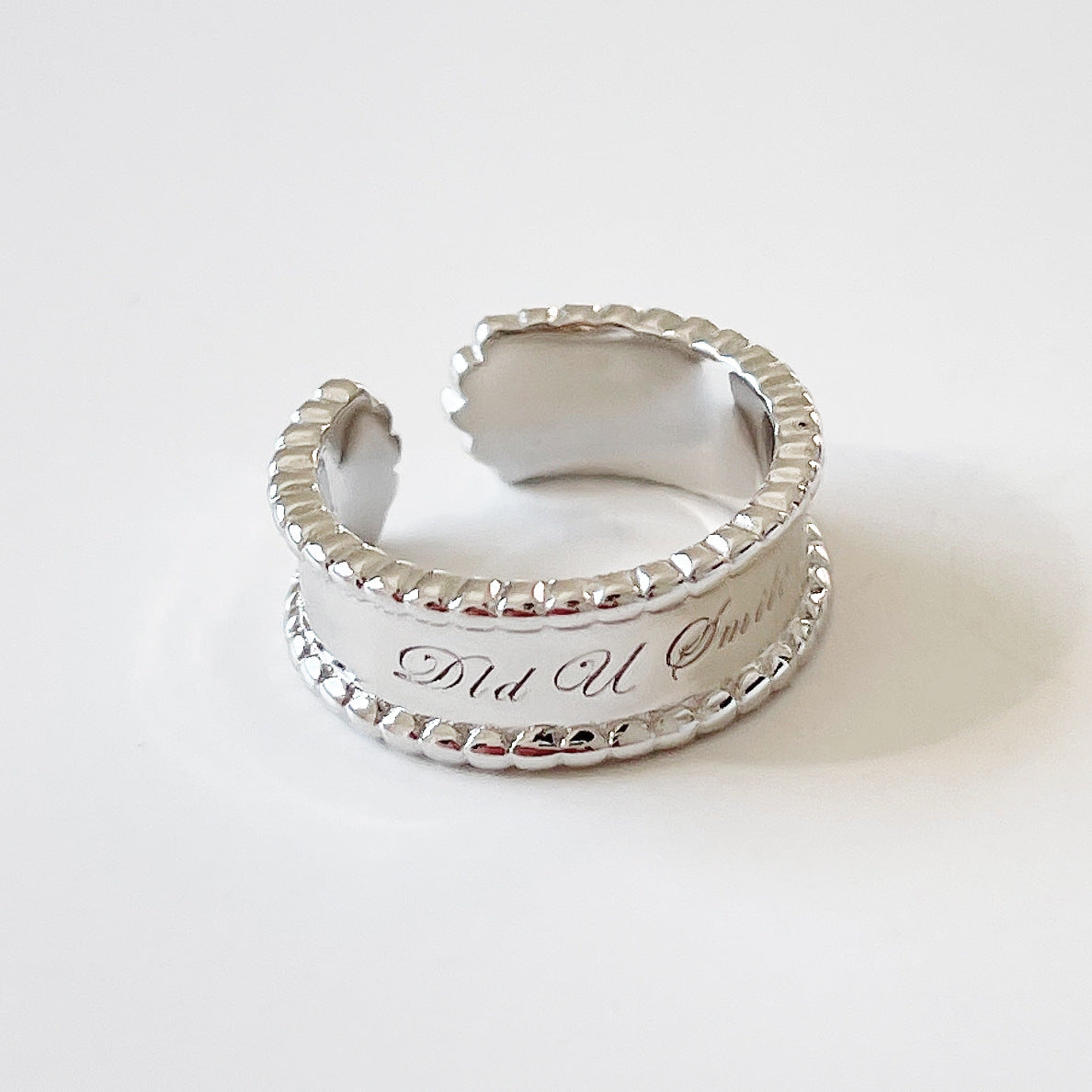 Minimalist 925 Sterling Silver Heart Letter Ring for Women