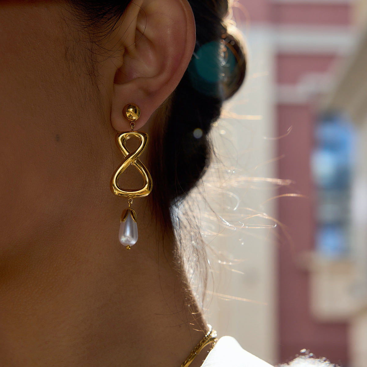 Pendientes geométricos de acero inoxidable con chapado de oro al vacío PVD para mujer, joyería de moda minimalista de lujo