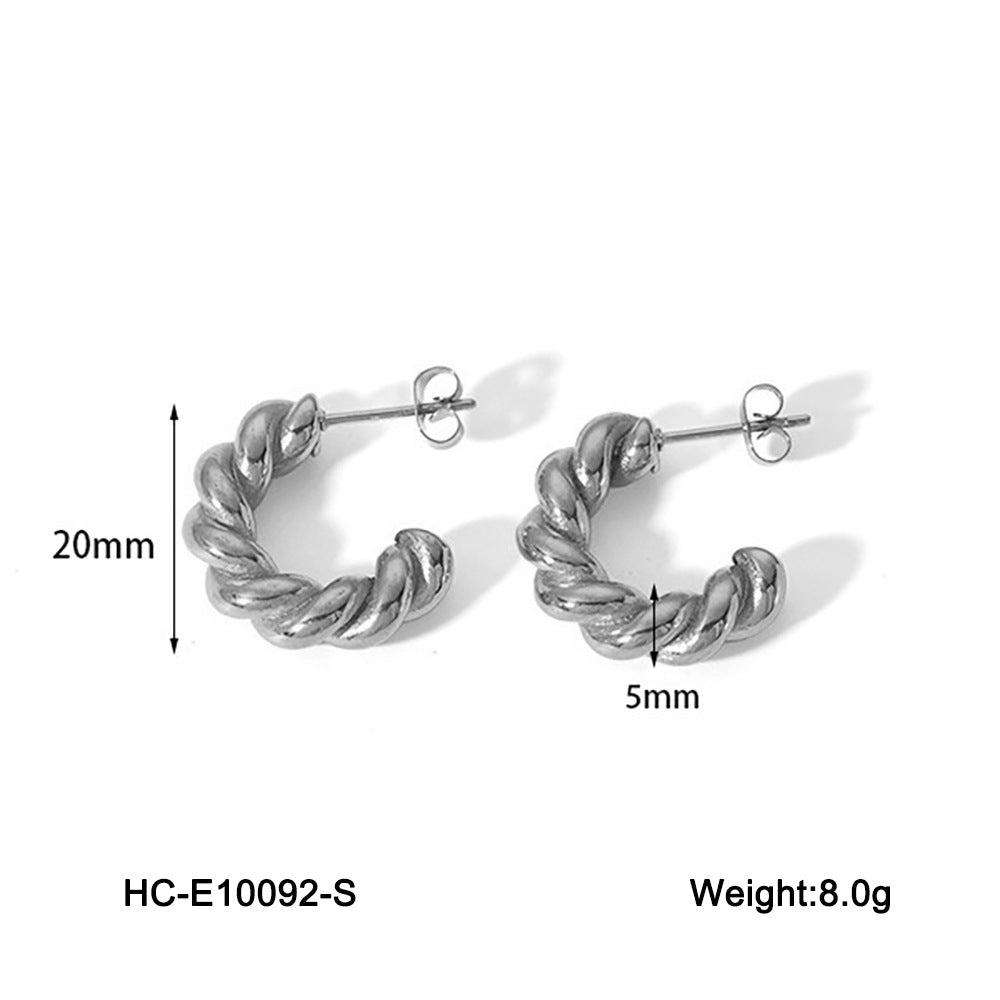 Geometric Twist Stainless Steel Earrings with Vacuum Plating for Hypoallergenic Wear