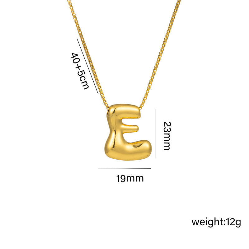 Bonito collar con dije de burbuja en forma de letra Q, estilo Q, de acero de titanio con chapado en oro de 18 quilates para mujer