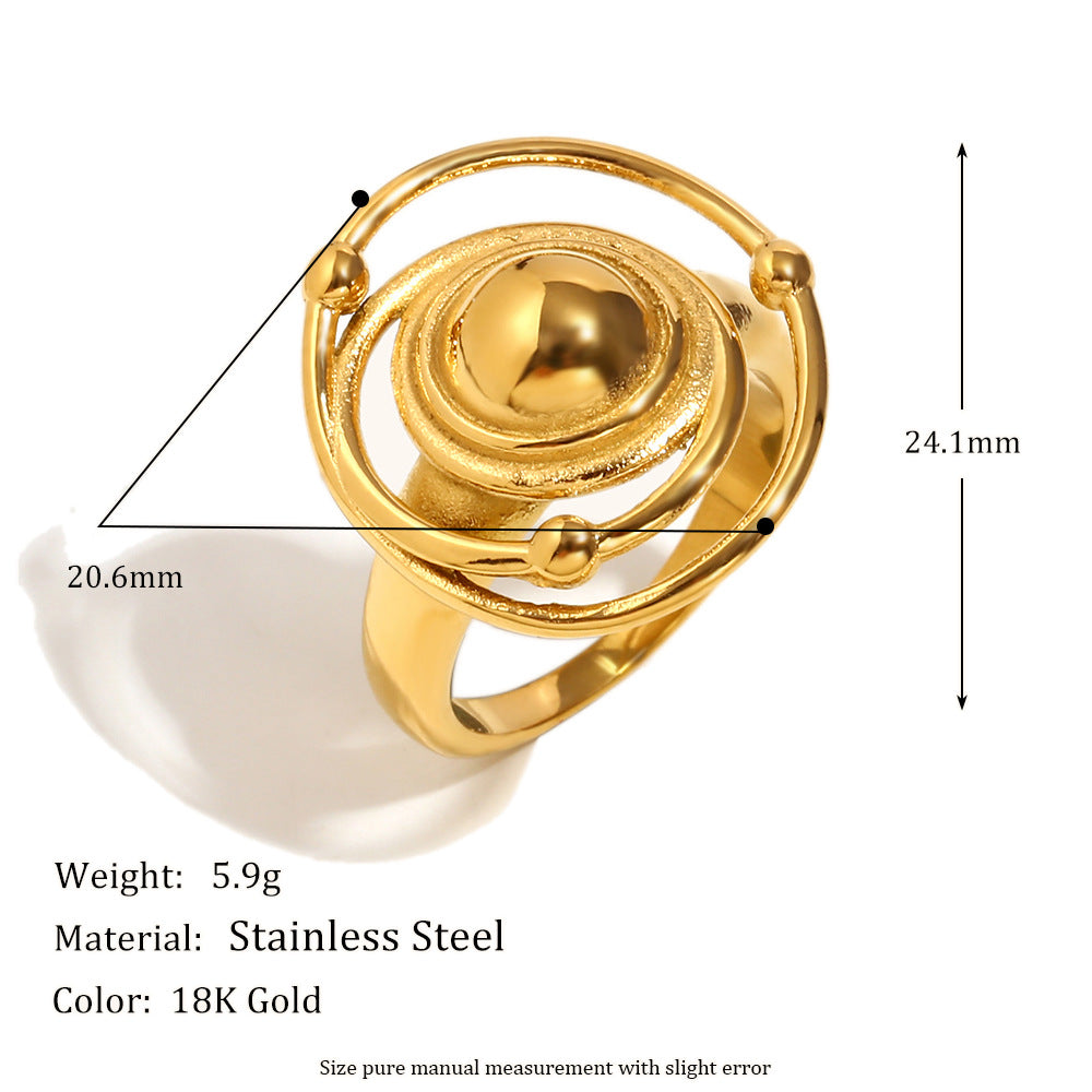 Anello da donna in acciaio inossidabile bicolore geometrico alla moda con placcatura in oro 18 carati