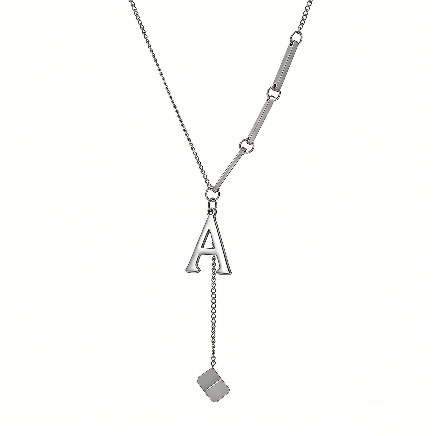 Luxury Polished Letter Titanium Steel Pendant Necklace Stainless Steel Chain for Women