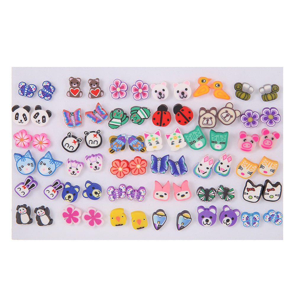 Creative Resin Animal Star Floral Stud Earrings Set for Women