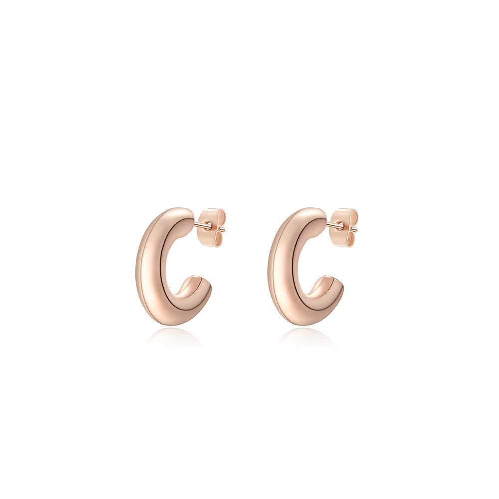 Pendientes Minimalistas de Acero Inoxidable Geométricos con Baño de Oro de 18K al Vacío para Mujer