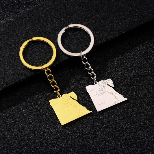 Ethnic Style Egyptian City Pendant Keychain in Stainless Steel for Men and Women