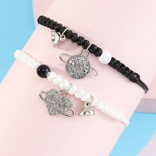 Pulsera ajustable de aleación con forma de estrella hecha a mano y con incrustaciones de pedrería para mujeres y niñas, joyería celestial minimalista