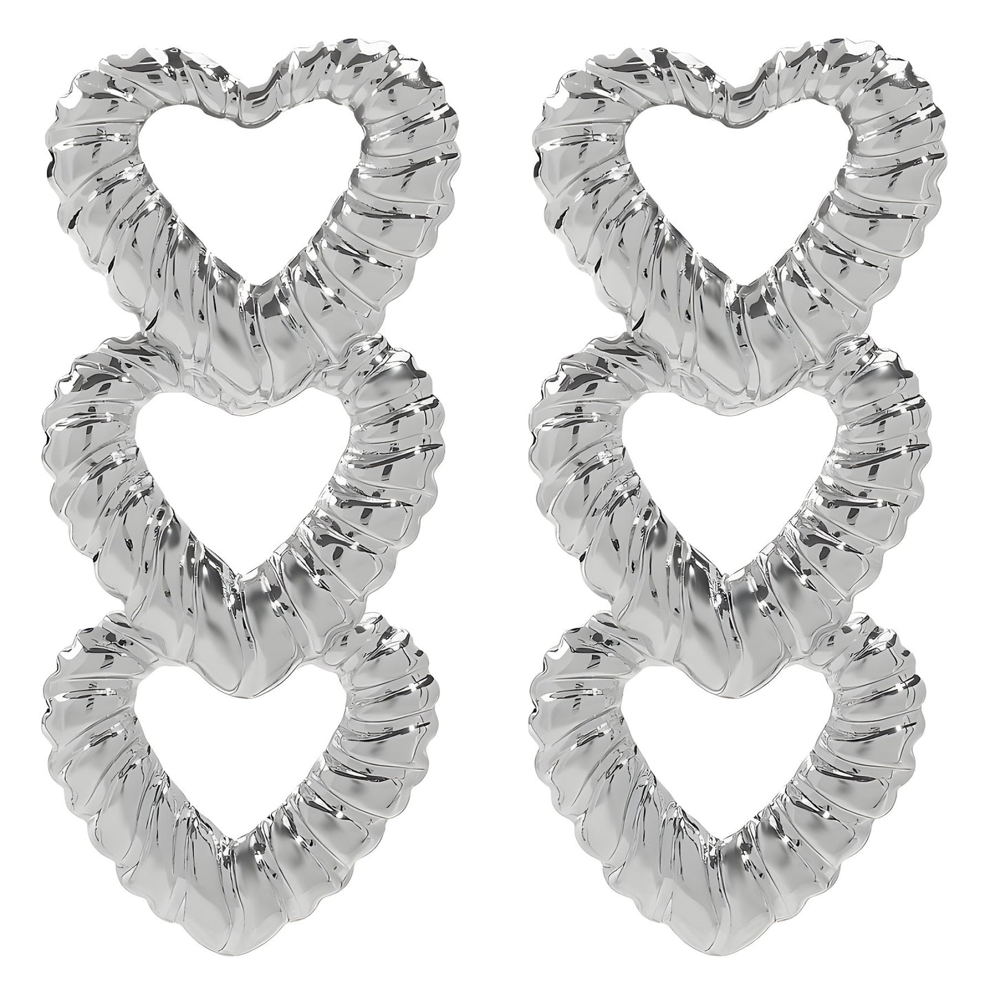 Pendientes de hierro electrochapados minimalistas largos con forma de corazón para mujer