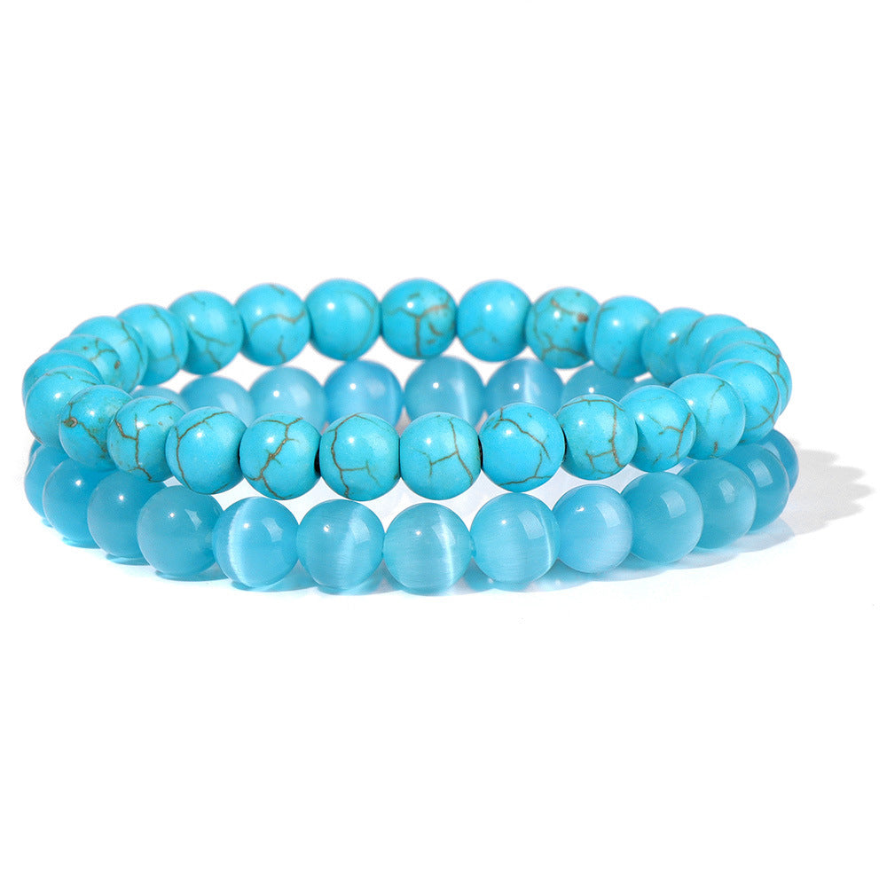 Vintage Business Geometric Natural Gemstone Beaded Bracelet Set for Unisex