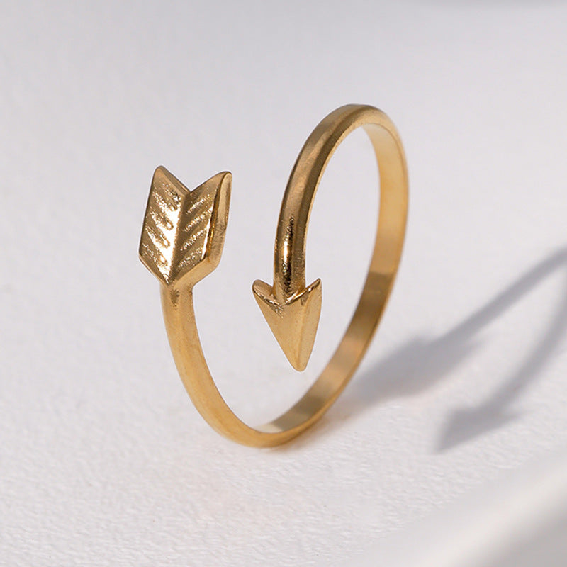 Minimalist 18K Gold Plated Geometric Arrow Open Ring Stainless Steel