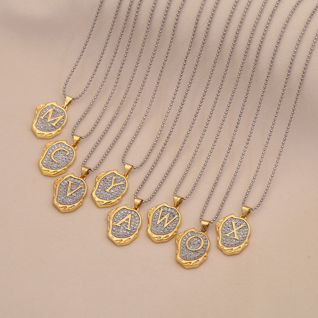 Retro Letter Pendant Necklace for Women in Brass with Minimalist Elegant Locket Style
