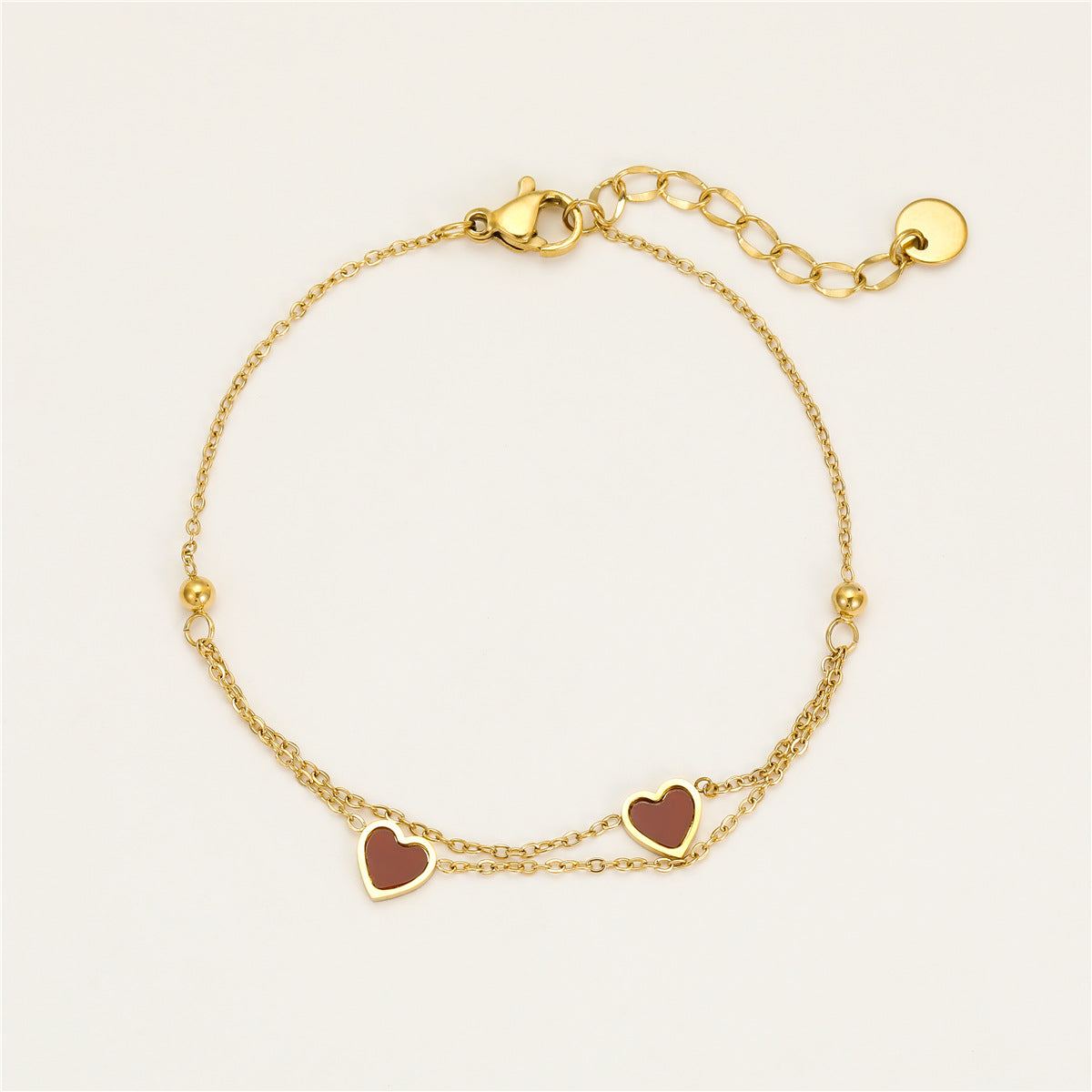 Bracciale alla moda in acciaio inossidabile placcato oro a doppio strato a forma di cuore, gioielli minimalisti per donna resistenti allo sbiadimento