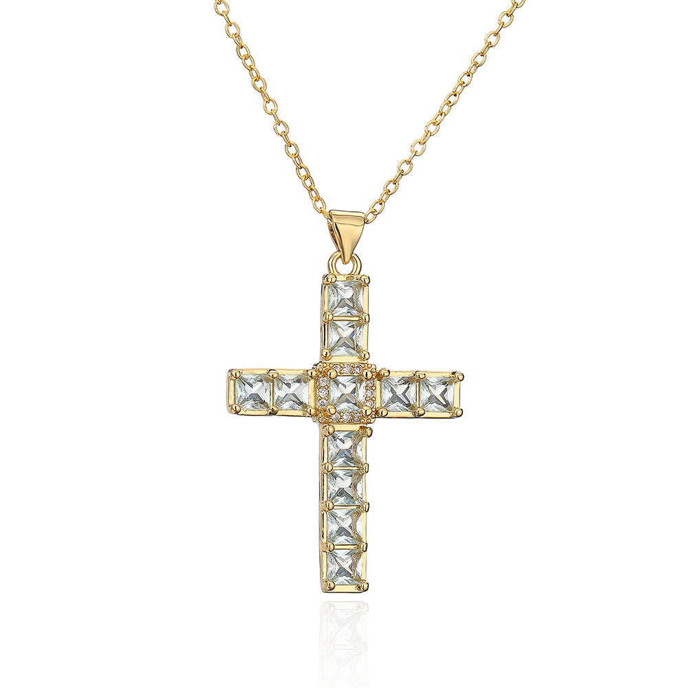 Minimalist Geometric Pendant Necklace for Women Copper Base with Real Gold Plating and Zircon Accent