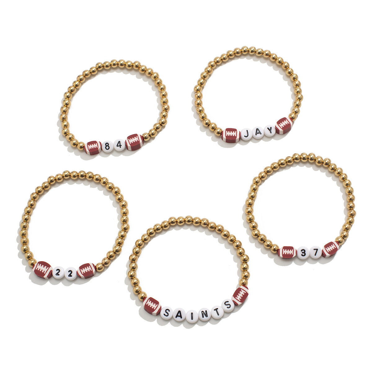 Plated Resin Beaded Bracelet Set Round Ball Design Casual Style for Women