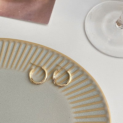 Orecchini a Cerchio Minimalisti Geometrici da Donna in Rame Placcato Oro, Orecchini Semplici a Perno Rotondi