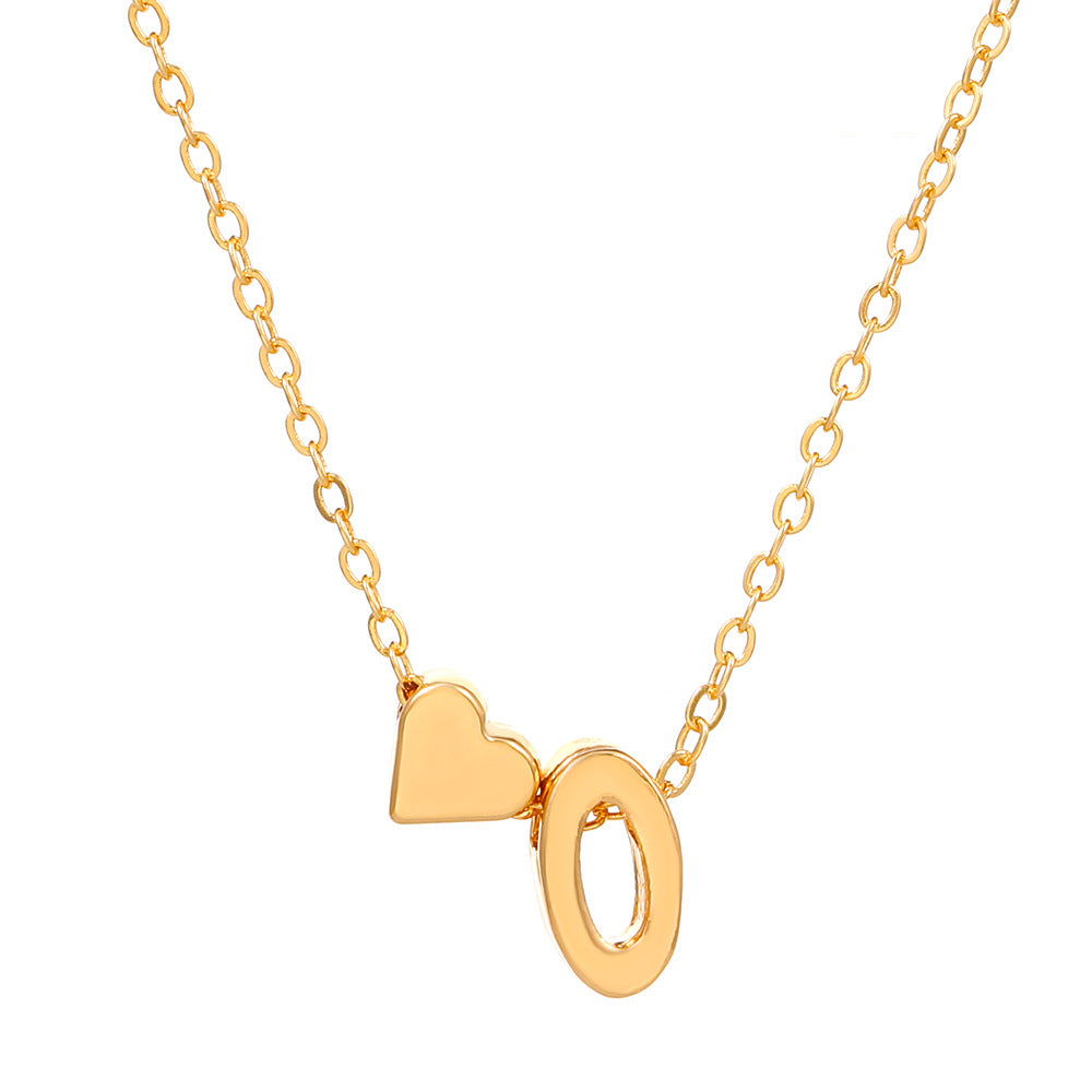 Sweet Heart Letter Alloy Plated Necklace Singapore Chain for Women