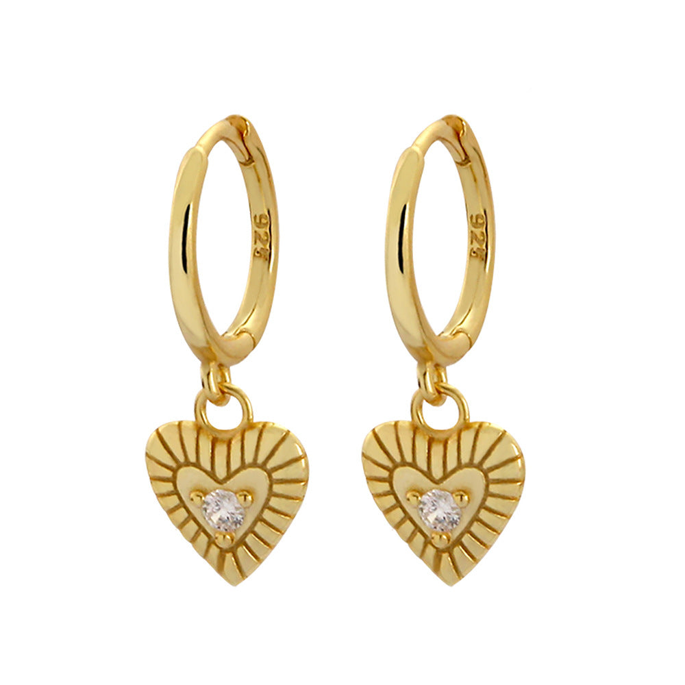Orecchini a Cuore in Argento Sterling 925 Placcato con Strass