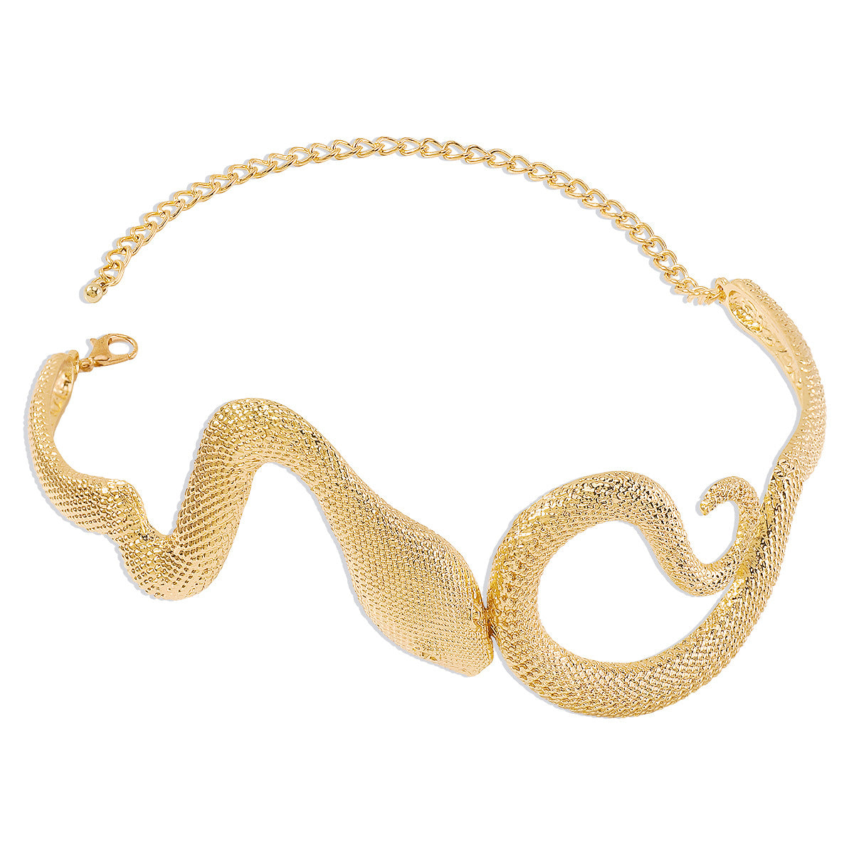 Collar de aleación con forma de serpiente geométrica dulce-vanguardista para mujer con textura artesanal y diseño vintage irregular de Hip-Hop