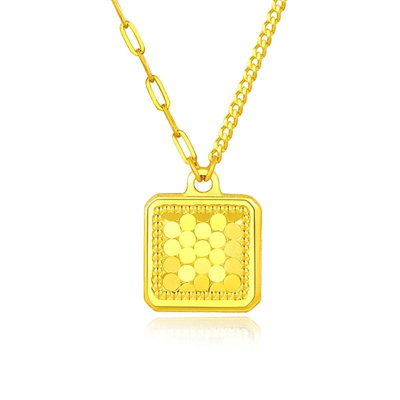 Minimalist Geometric Honeycomb Pendant Titanium Steel Plated Gold Water Wave Chain Women's Lightweight Luxury Sweater Necklace