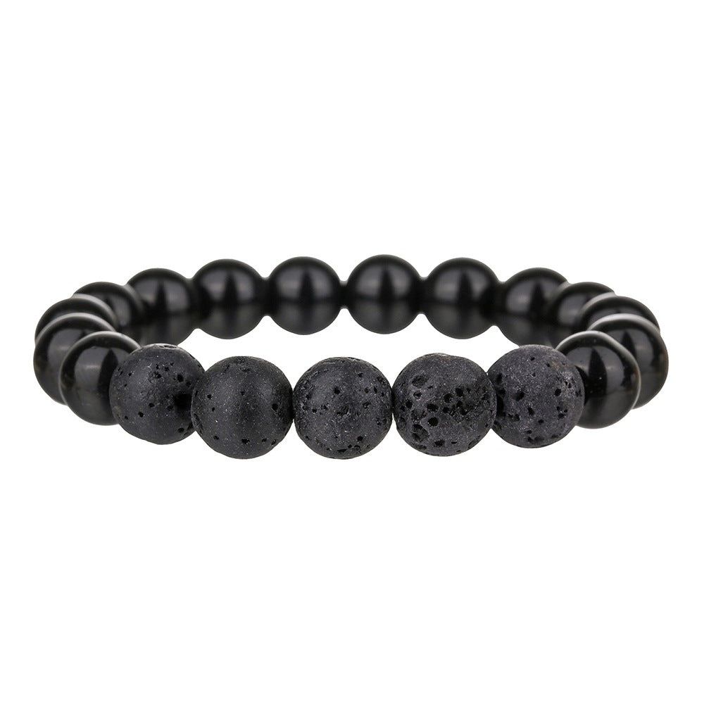 Minimalist Geometric Round Obsidian Tiger Eye Handmade Beaded Bracelet Unisex