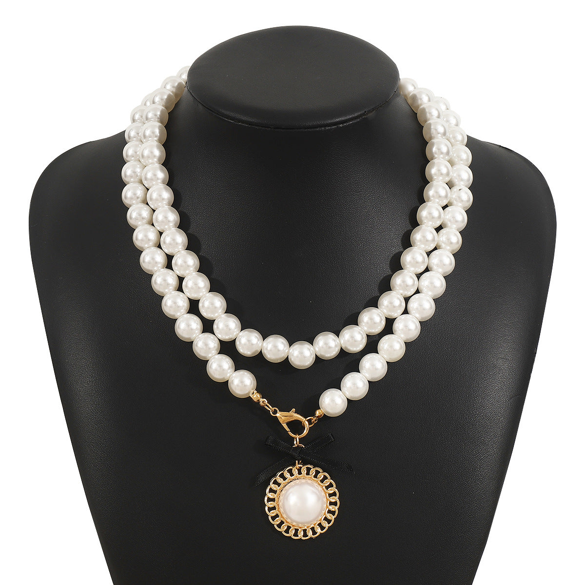 Collana minimalist in perle geometriche con pendente in lega e finitura placcata per donne e uomini