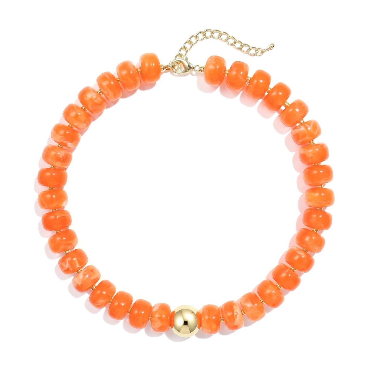 Colorful Geometric Round Acrylic Bead Necklace for Women