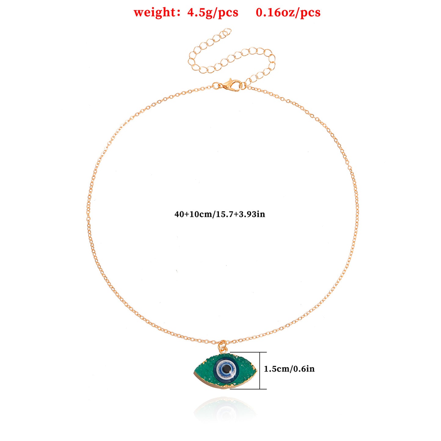 Minimalist Geometric Evil Eye Pendant Necklace for Women Alloy Chain with Plated Finish