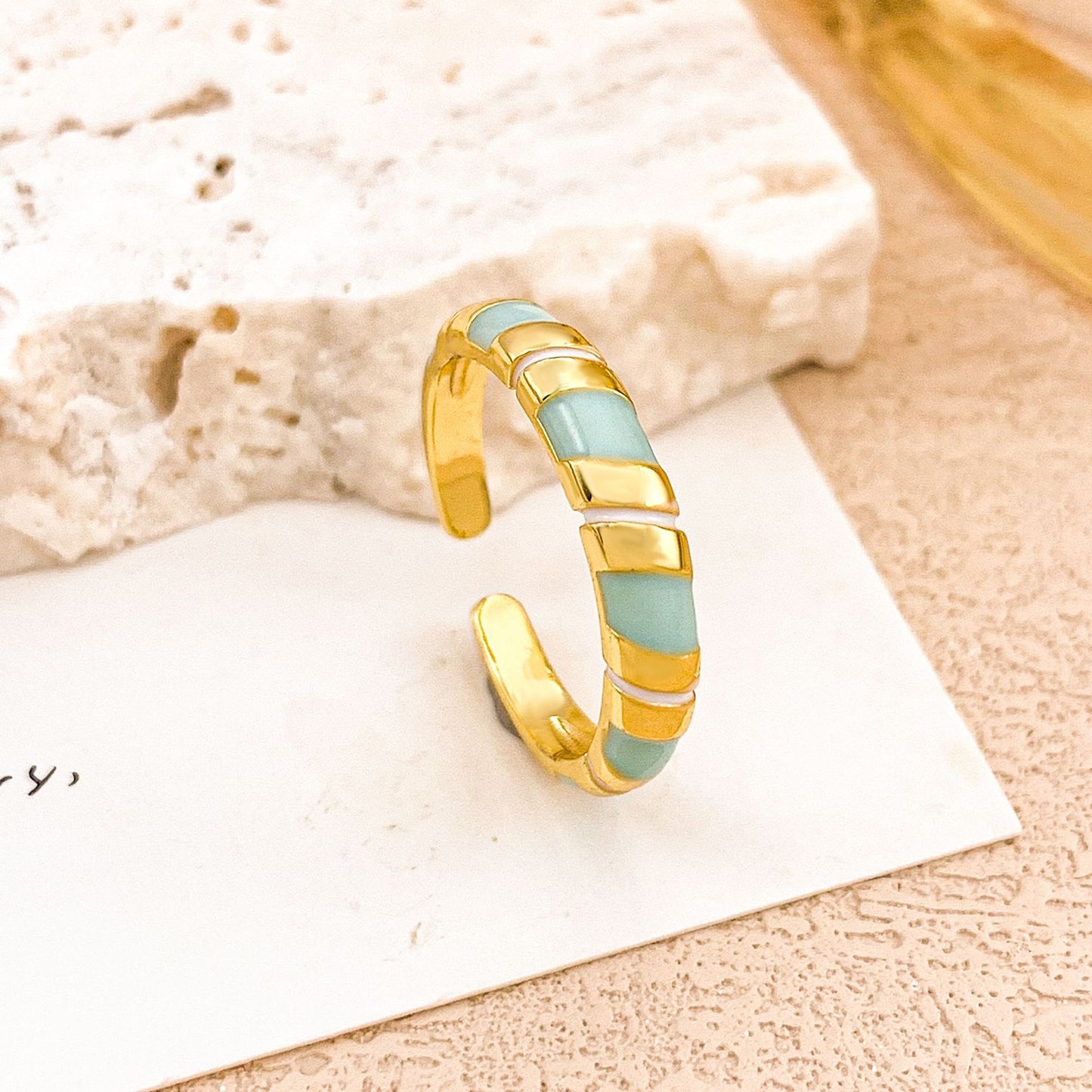 Sweet Floral Enamel Plated Alloy Ring for Women