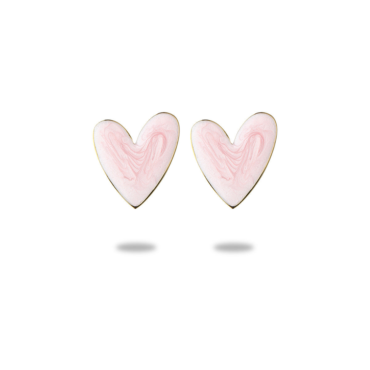 Pendientes de tuerca retro franceses con forma de corazón de acero de titanio con esmalte de colores, diseño minimalista chic, ligeros y lujosos para mujer